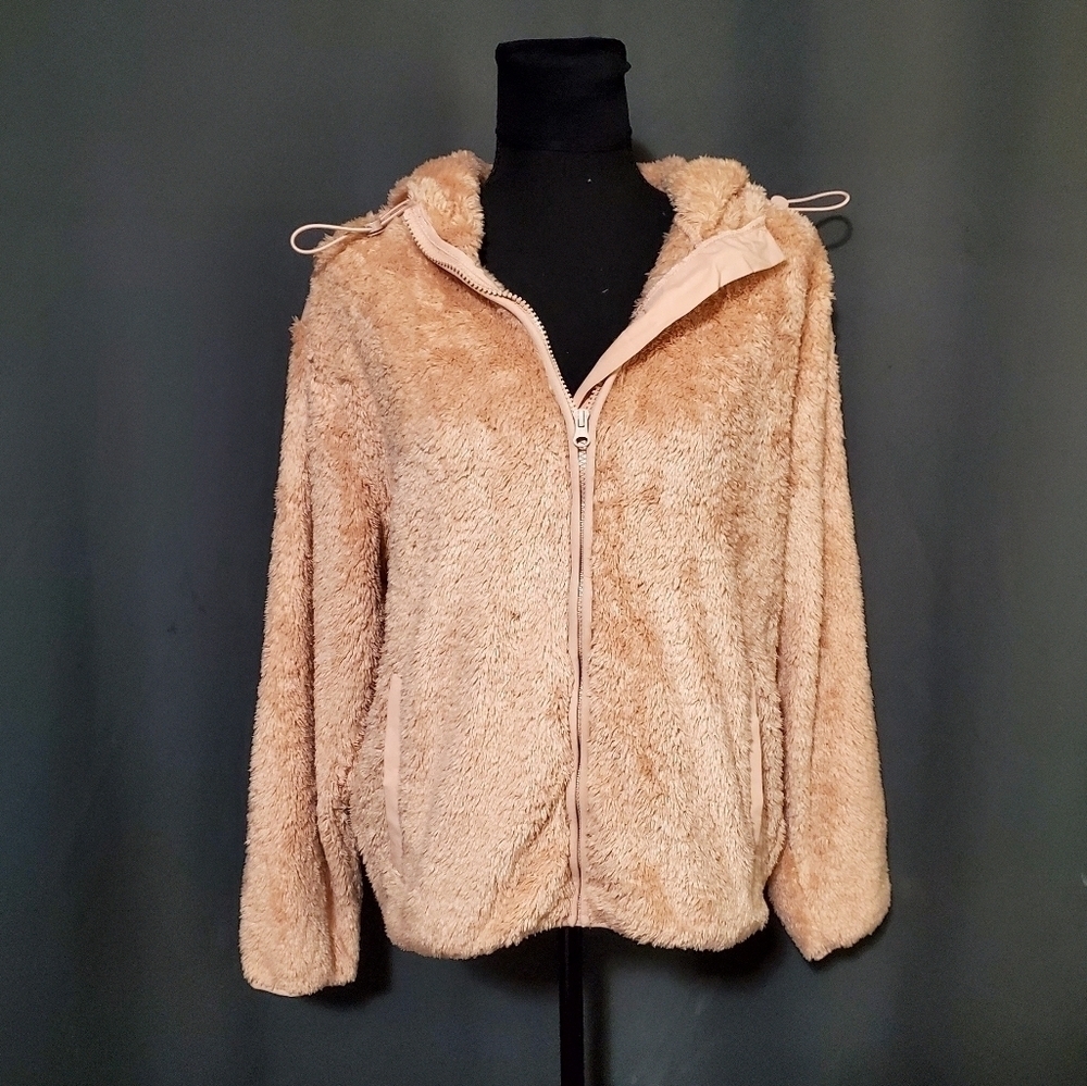 ZYIA Active Blush Sherpa Furry Hoodie Jacket Size Small NWT - Picture 2 of 8